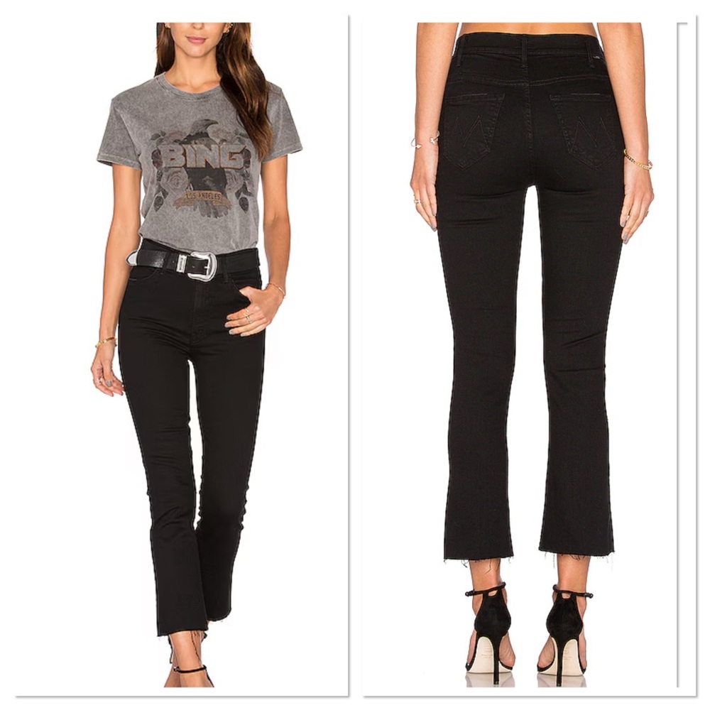 MOTHER Insider Crop Jeans Not Guilty Black Wash Flare High Waist 27